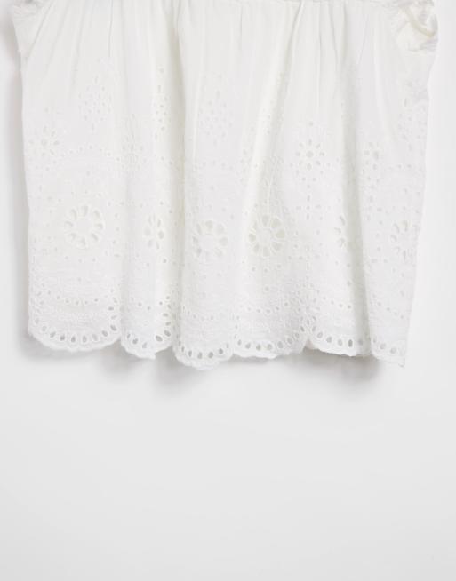 Warehouse - Top con orlo in pizzo bianco, 4 di 4
