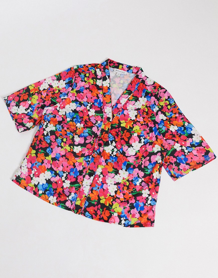 Warehouse - Top del pigiama corto a fiori-Rosa