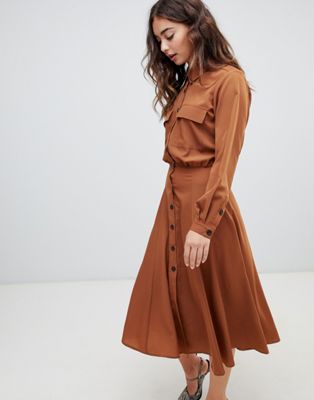 rust shirt dress