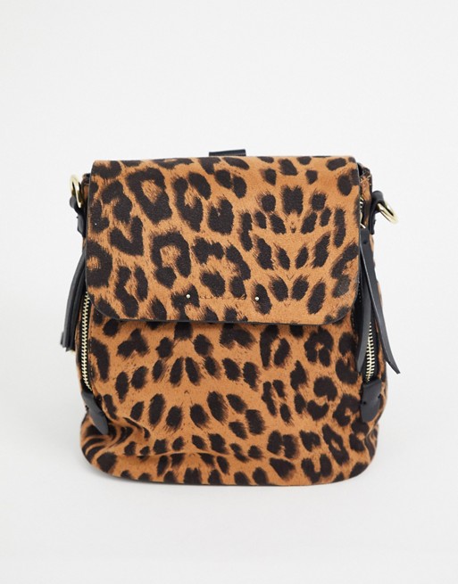 Warehouse two way rucksack handbag in leopard print