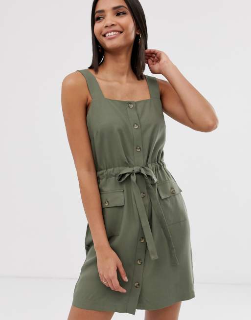 Warehouse button clearance dress