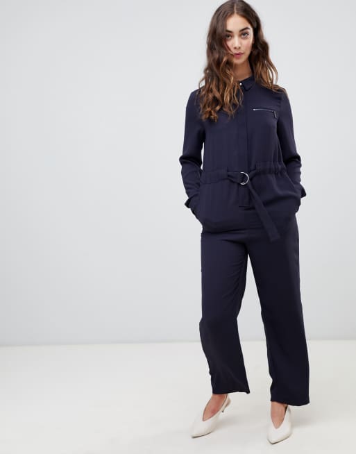 Warehouse - Utility jumpsuit in marineblauw