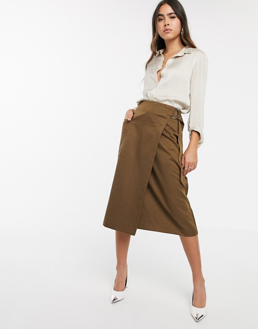 Warehouse utility wrap skirt in khaki