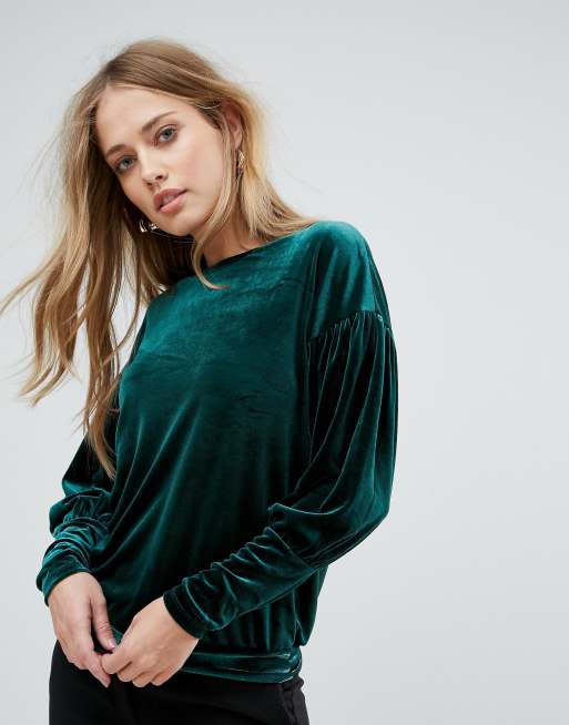 Warehouse Velour Balloon Sleeve Jumper ASOS