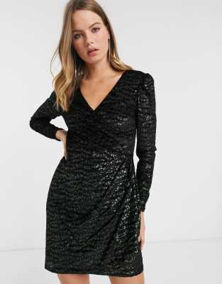 warehouse velvet wrap dress