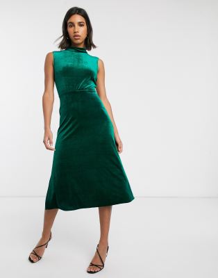 warehouse velvet sequin high neck dress