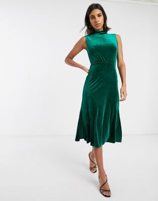 aqua green velvet dress