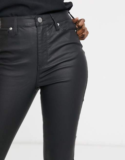 Holde Forberedende navn Tips Warehouse waxed coated skinny jeans in black | ASOS