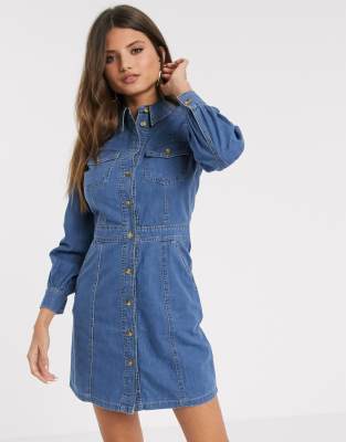 warehouse western denim shirt dress