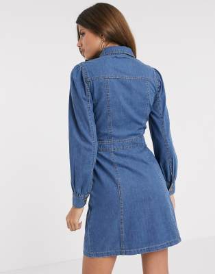 warehouse snap front denim dress