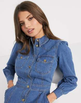 warehouse western denim midi dress