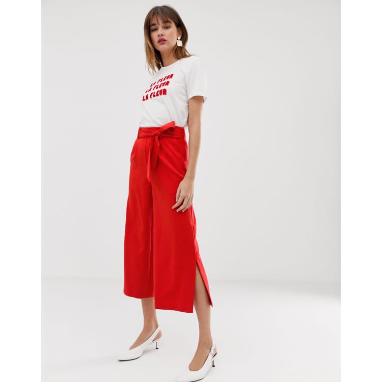 Ladies red cropped on sale trousers