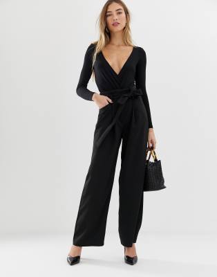 Warehouse wide leg pants in black | ASOS