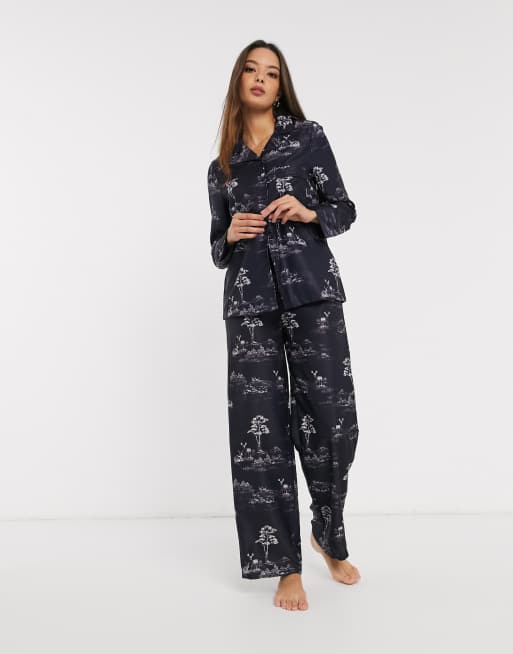 Aanvrager Bediende eindeloos Warehouse woodland pyjama bottoms in navy | ASOS