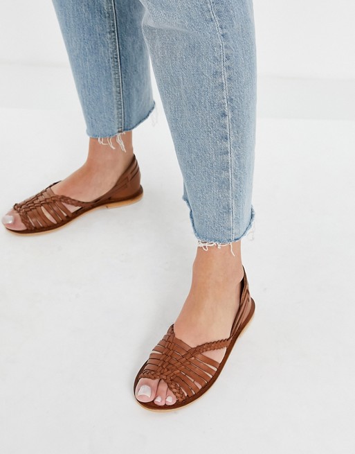 Warehouse woven sandals in tan