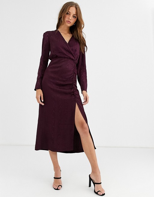 Warehouse wrap dress in berry