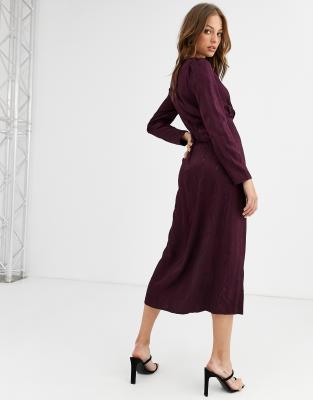 warehouse velvet wrap dress