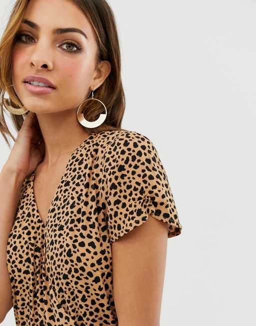 Warehouse animal print store wrap dress