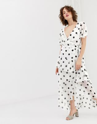 warehouse spot wrap dress