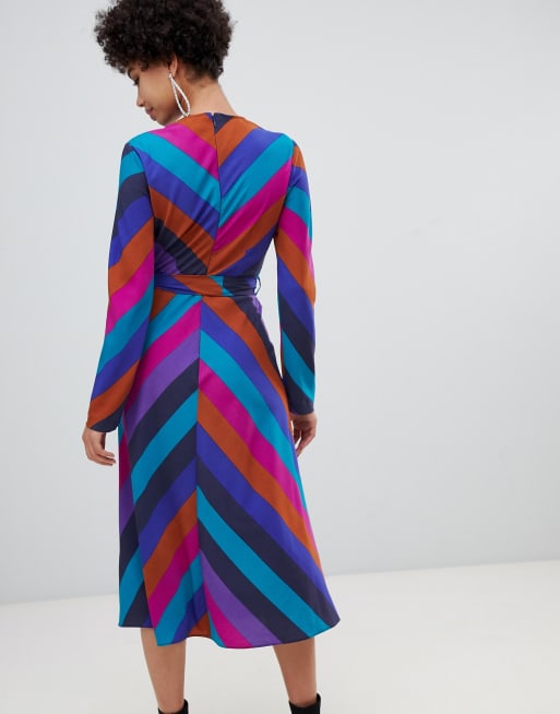 Warehouse stripe 2025 wrap dress