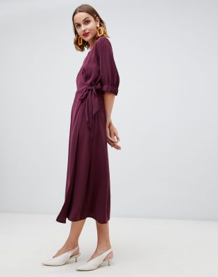 warehouse velvet wrap dress