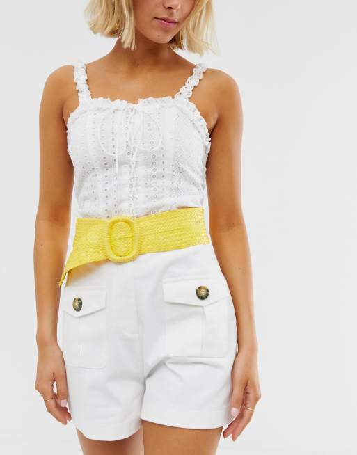 Warehouse x Shrimps - Ceinture en raphia - Jaune