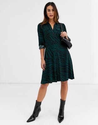 warehouse zebra shirt dress