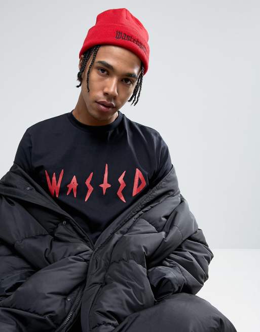 Wasted Paris Beanie With Logo in Red | ASOS