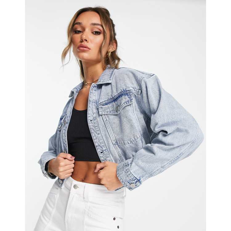 80s style denim jacket top