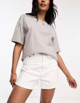 Waven alma high waist denim city shorts in white - ASOS Price Checker