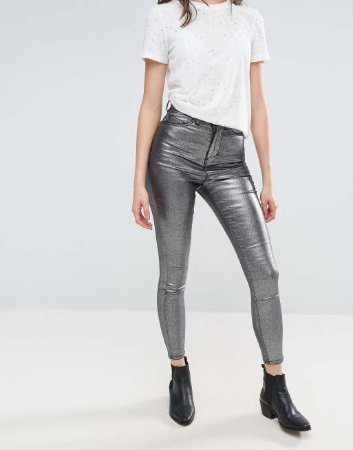 Metallic store skinny jeans