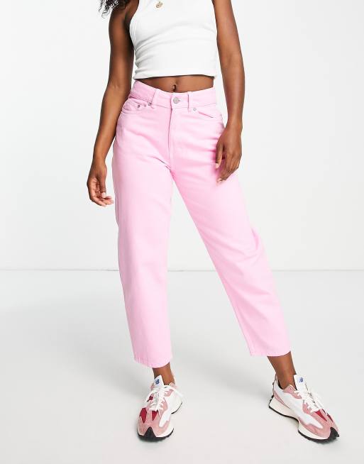 Waven balloon leg mom jean co-ord in pink