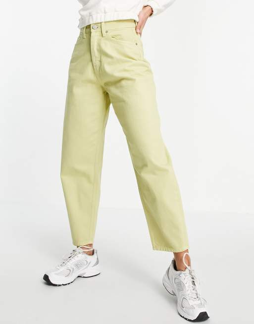 Waven balloon mom jeans co-ord in lime green