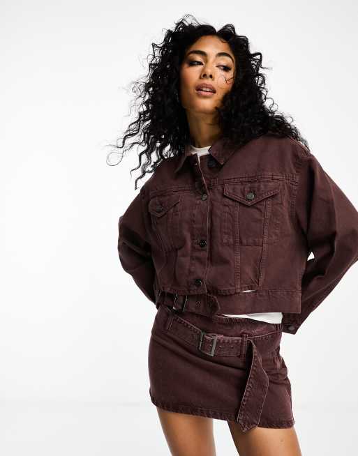 Waven - Cassie - Denim jack met riem in astrodust, deel van co-ord set