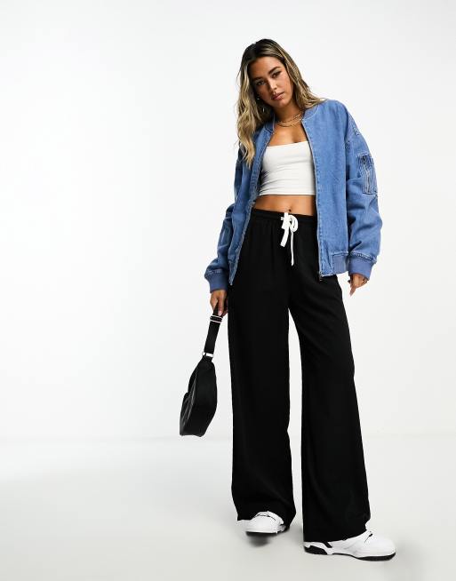 Waven dava oversized denim bomber jacket in 90s blue