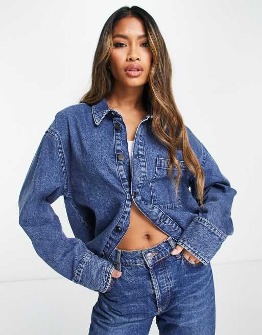 Waven denim shirt in acid wash retro blue | ASOS