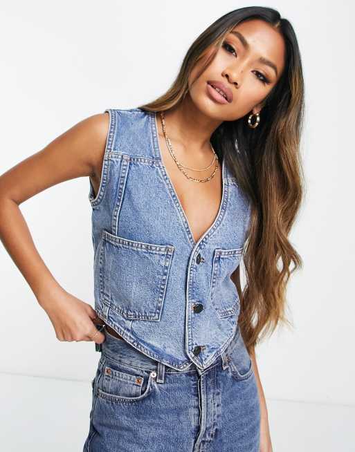 Denim shop waistcoat women's