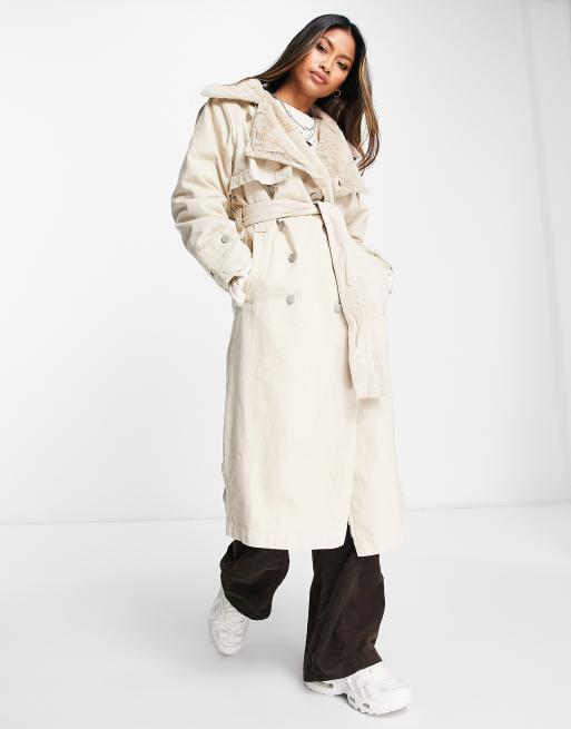 Faux fur outlet trench coat womens