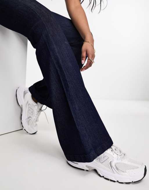 Waven frodi high waist flare jeans in dark washed indigo | ASOS