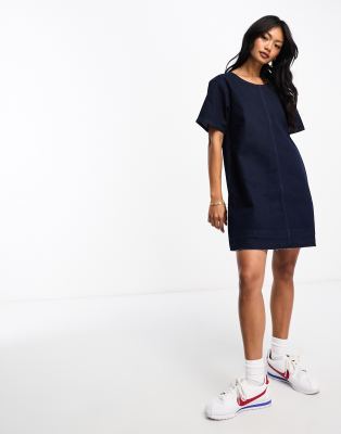 Waven halle chuck on a-line mini dress in raw indigo