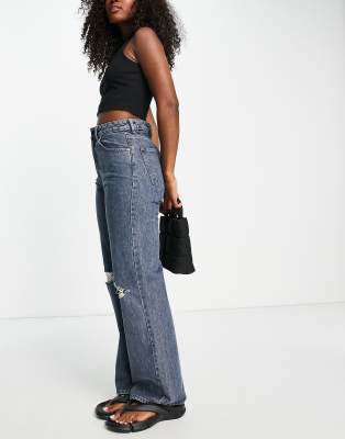 high waisted wide leg distressed jeans