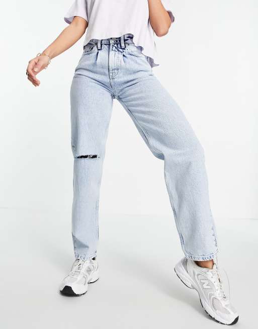 Waven - Jean fuselé et plissé style années 90 - Bleu clair vintage