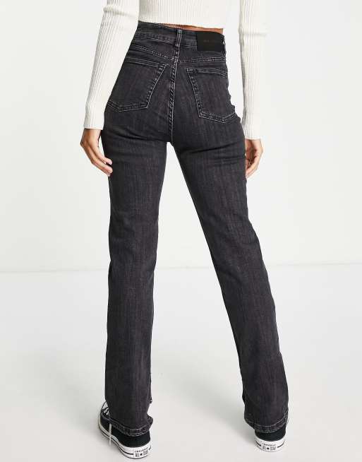 Waven Jean slim taille haute et ourlet fendu Noir vintage