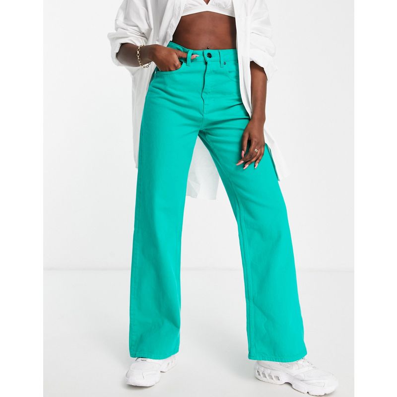 Jeans InsZ9 Waven - Jeans regular fit anni '90 a fondo ampio verdi con pieghe in coordinato