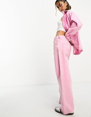 Waven jordan low rise wide leg jeans co-ord in washed pink