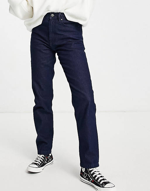 Waven Karli mom jeans with elastic waist in dark indigo