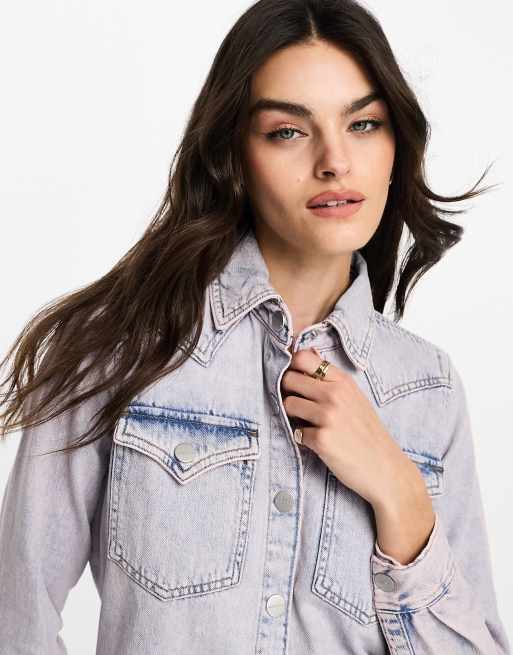Waven - Karra - Chemise en jean style western - Lavande numérique, 3 de 4