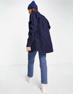 Kaya - Camicia trapuntata taglio lungo color indaco scuro-Blu navy - Waven Camicia donna  - immagine2
