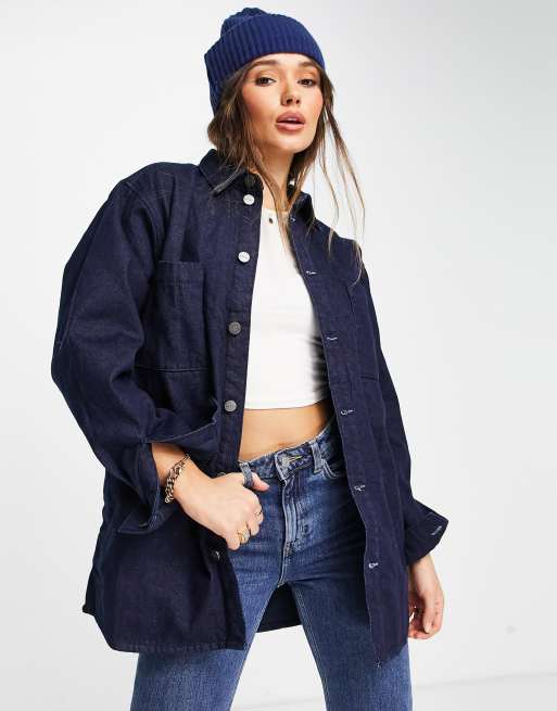 Waven – kaya – Gestepptes Longline-Hemd in dunklem Indigo