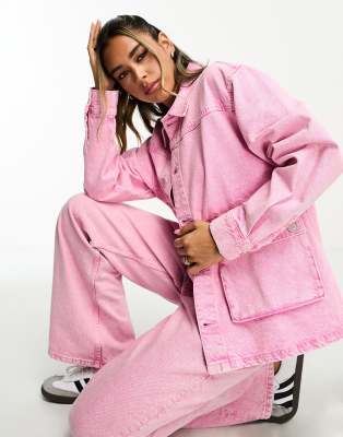 Waven Waven liedje boxy shacket co-ord in washed pink